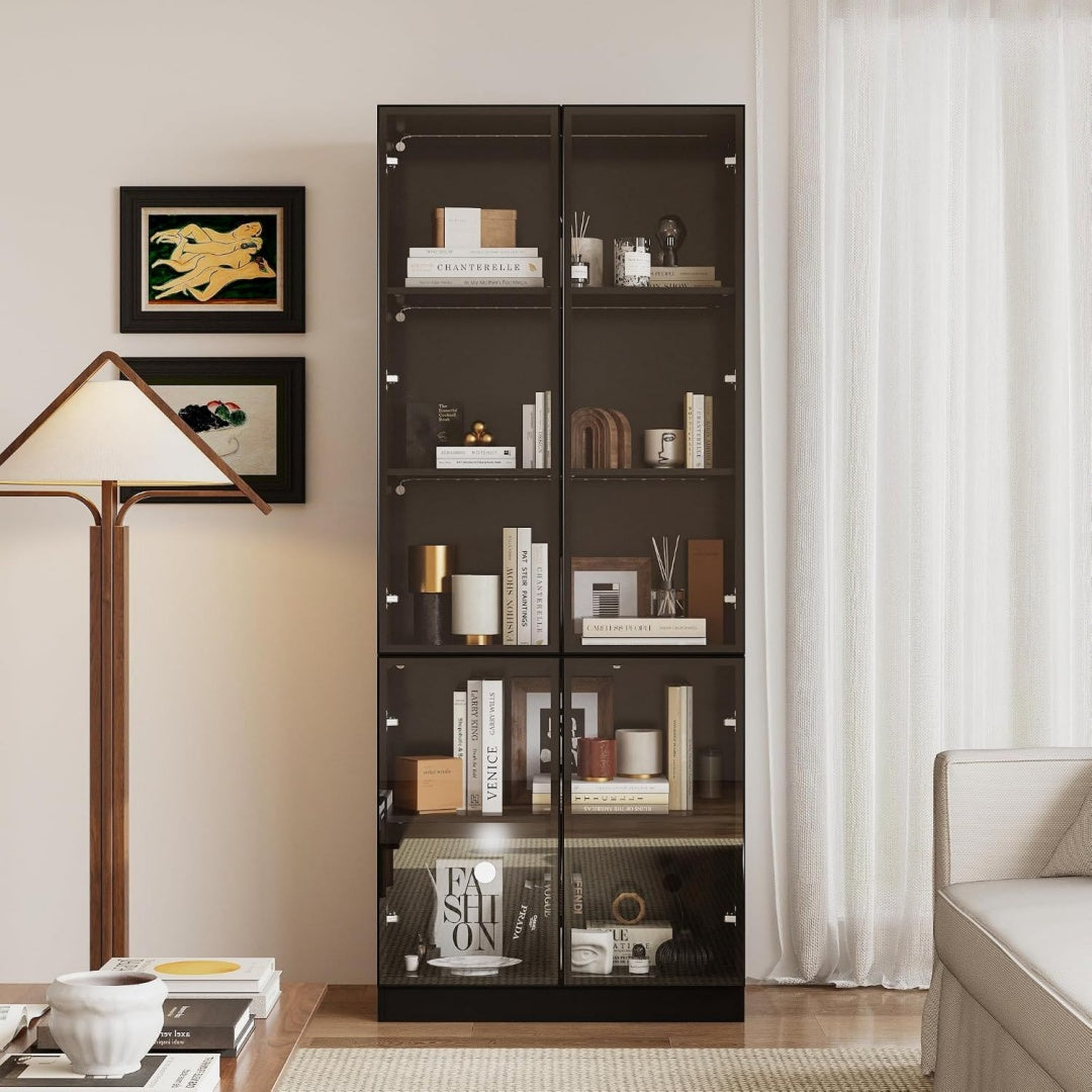 Vitrine gris, 80 x 36 x 200 cm, LED