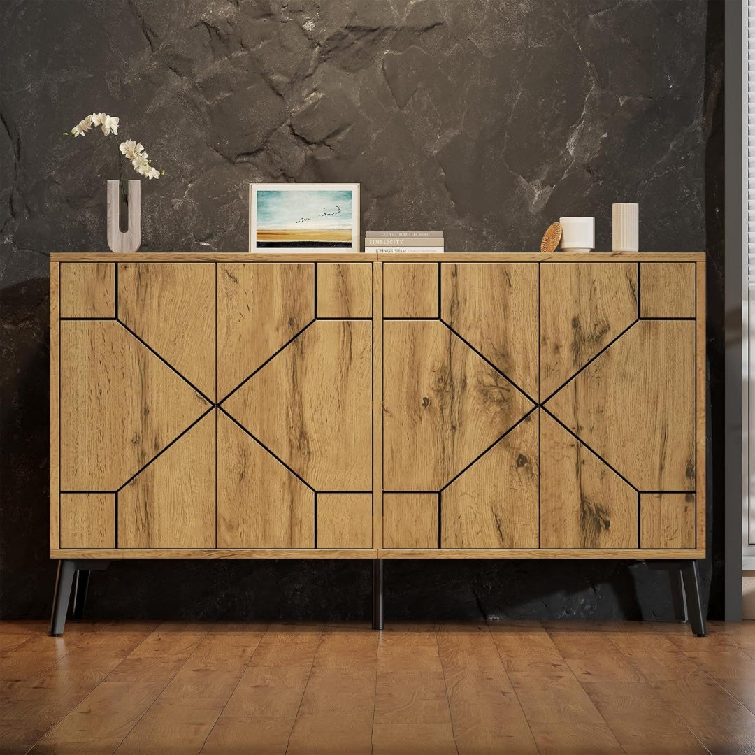 Usage bureau, commode a tiroirs marron en bois 4 portes