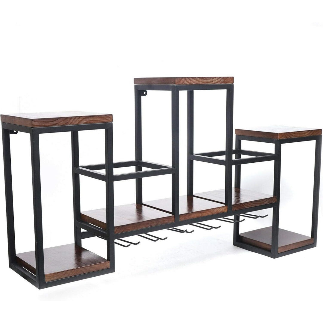 etagere murale en bois massif et metal pour l'entree