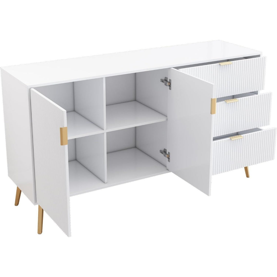 Commode en bois gris clair laque brillant