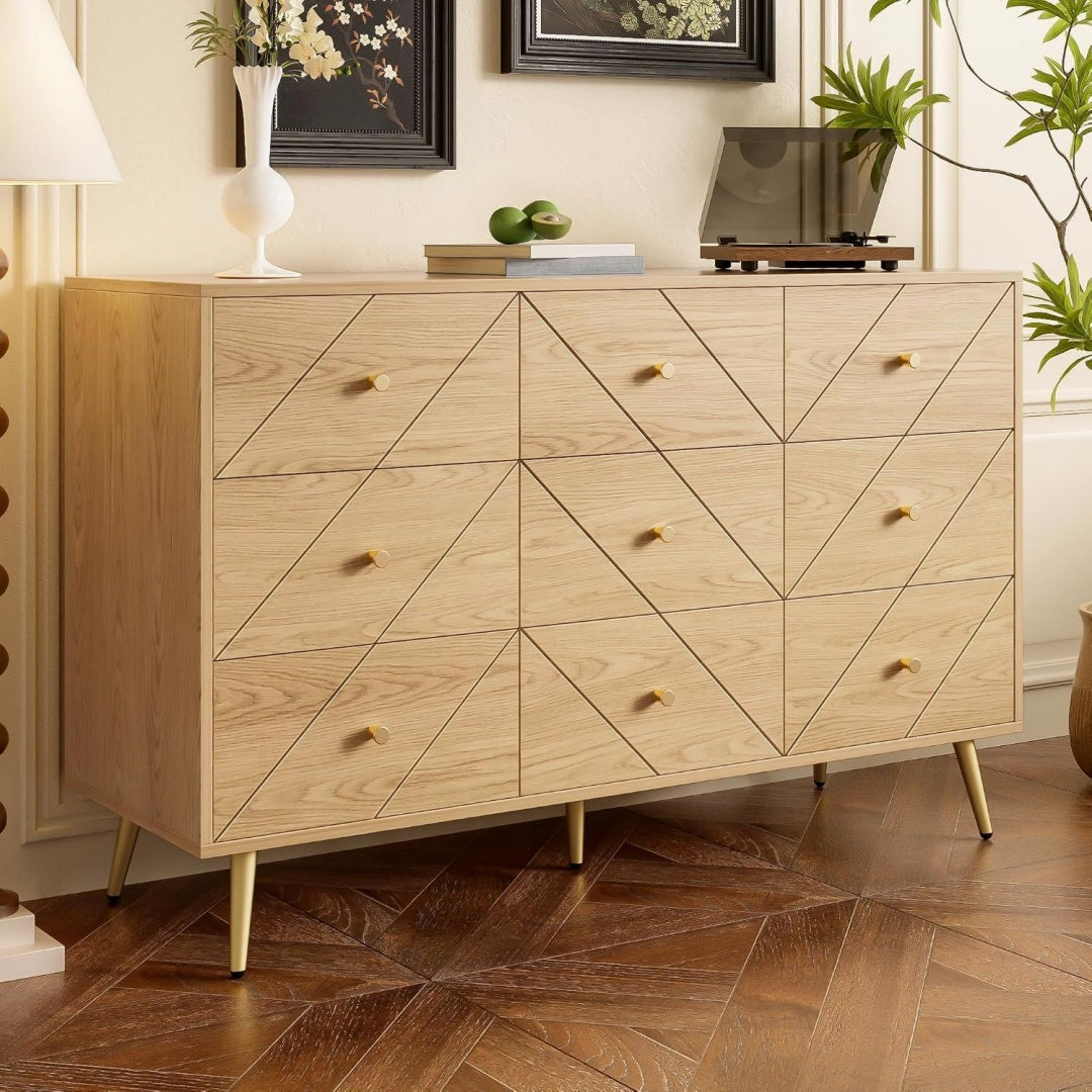Commode contemporaine 9 tiroirs marron