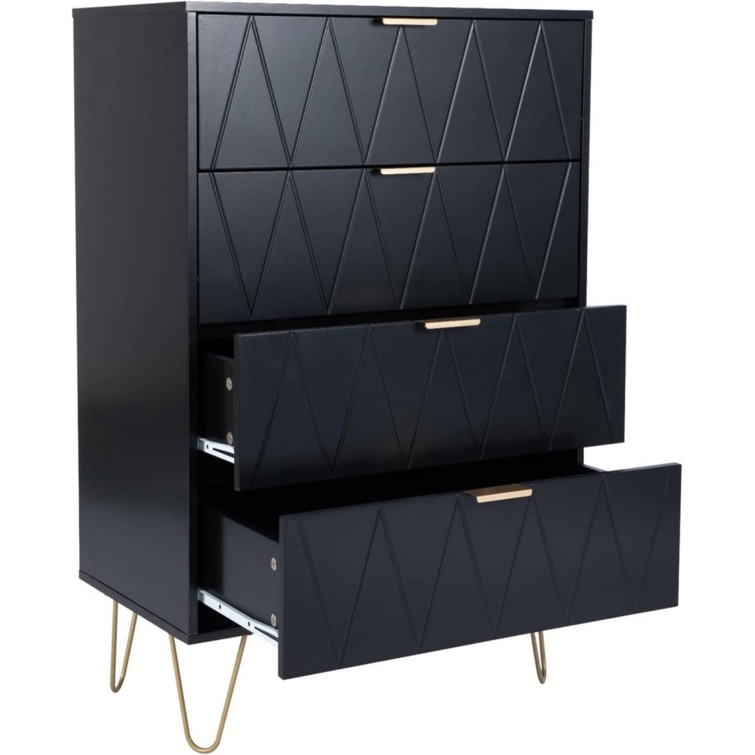 Commode gris fonce finition metal