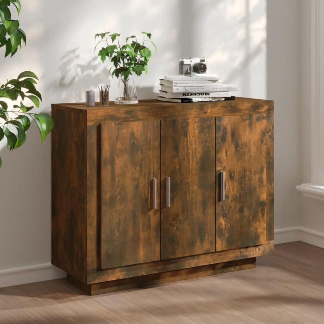 Buffet marron en chene, design moderne, rangement optimise