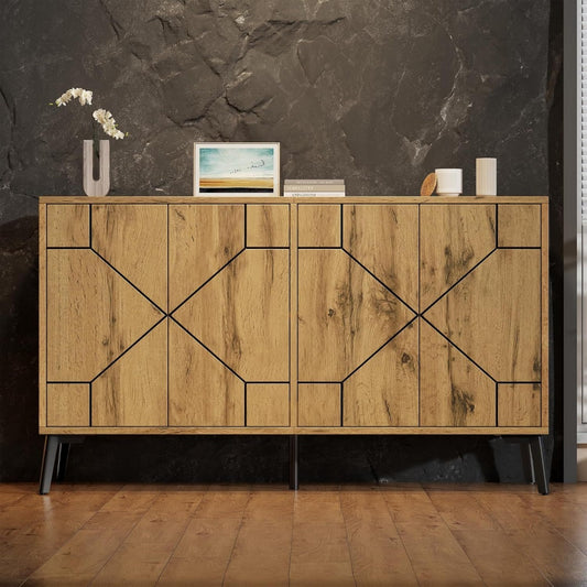 Usage bureau, commode a tiroirs marron en bois 4 portes