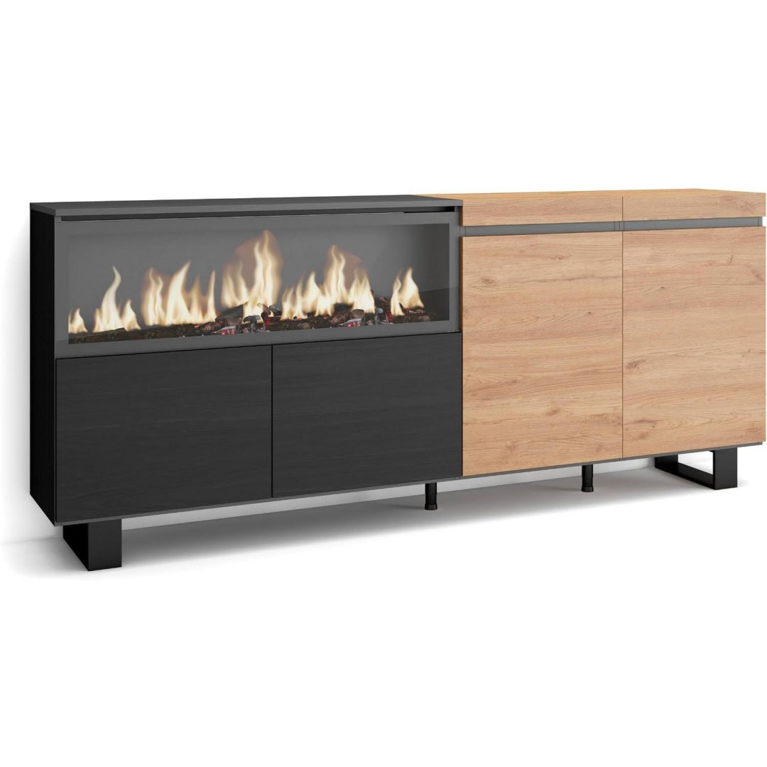 Raffine, Un bahut salon marron en bois pour chambre style industriel
