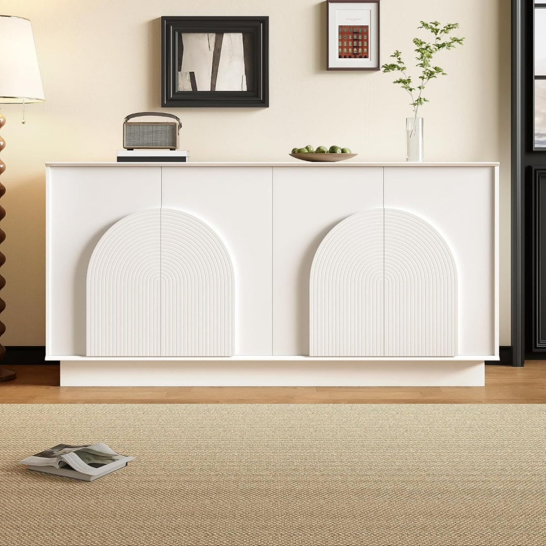 Buffet en MDF, beige, contemporain