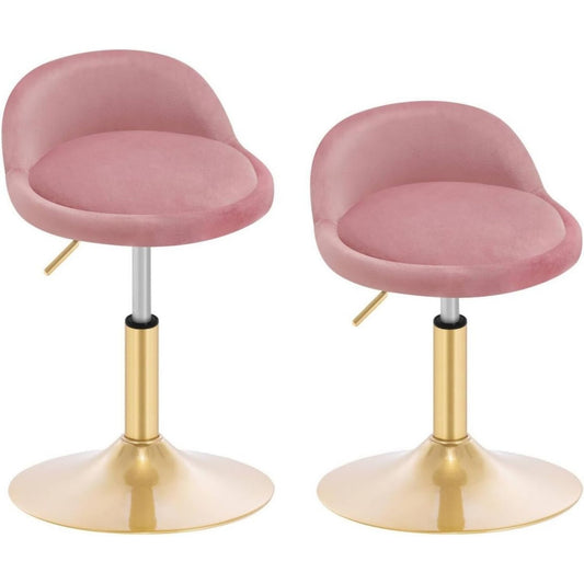 Tabouret de coiffeuse rose, velours