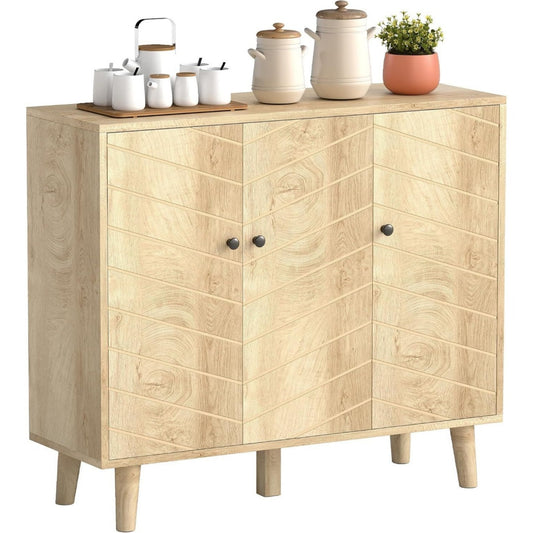 Credence esprit fermier marron 3 etageres, bois ingenierie durable