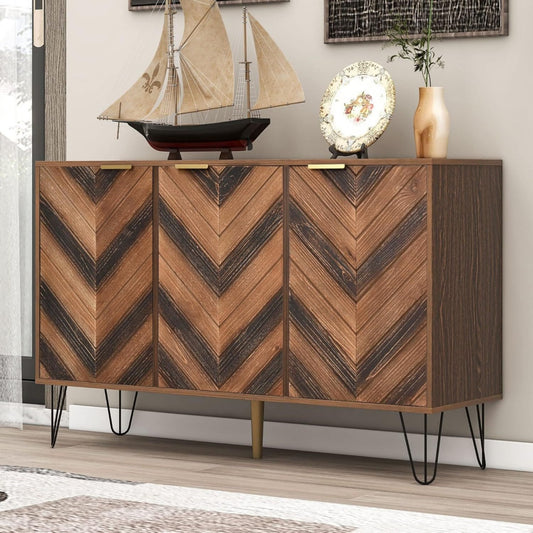Buffet marron, chene, 120 x 38 x 76.5 cm, rangement intelligent