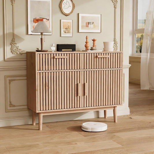 Rendu rustique, commode marron en bois 2 tiroirs