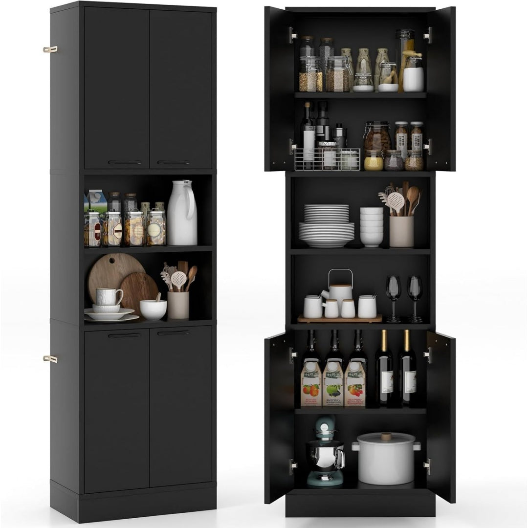 Enfilade esprit fermier en materiau durable noir a 4 portes