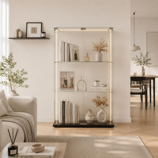 Vitrine beige (36 x 42 x 125 cm), espace de rangement genereux