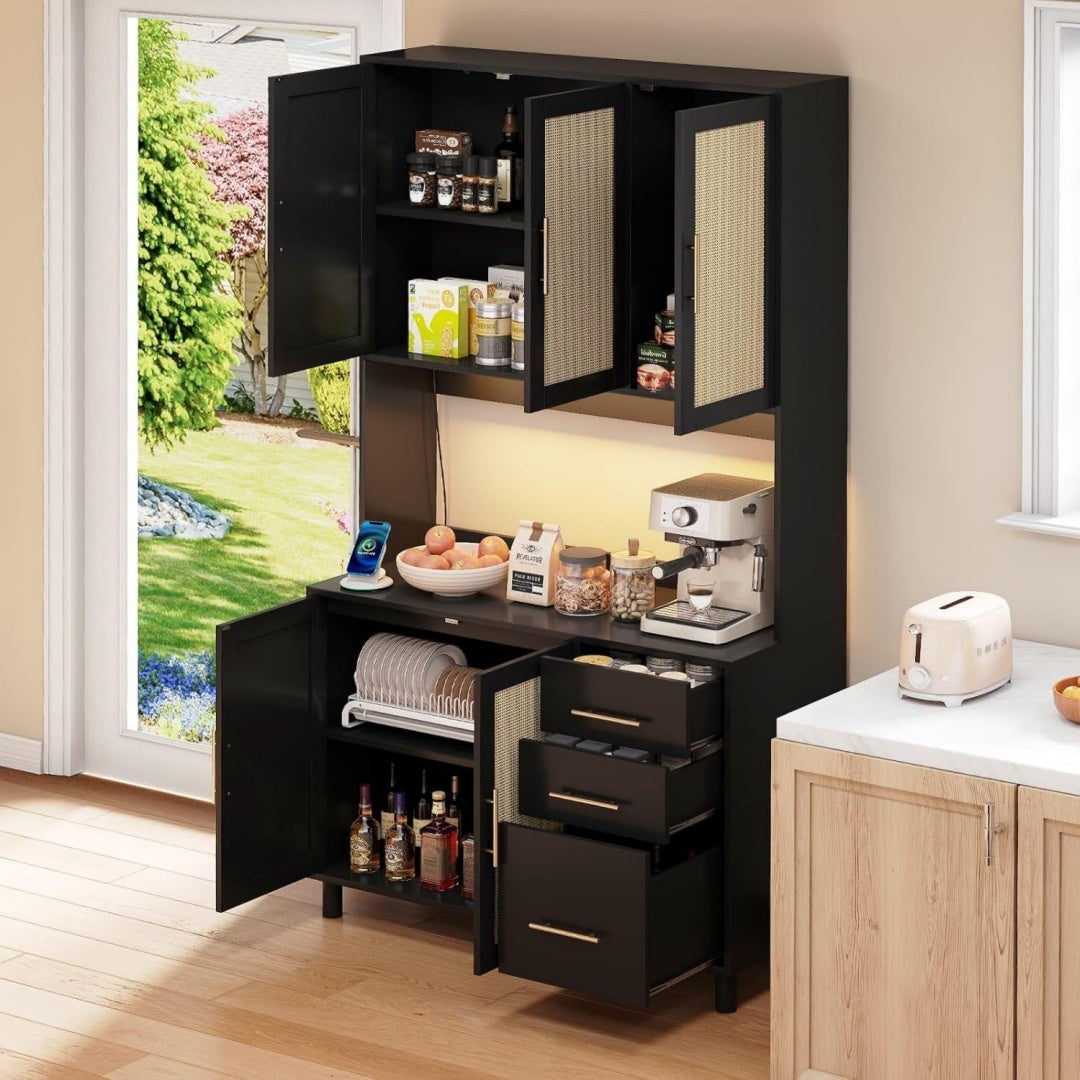 Buffet marron pratique 5 portes et 3 tiroirs