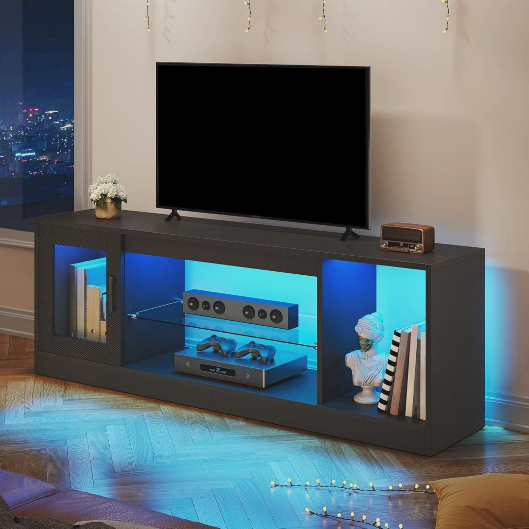Meuble TV verre trempe marron 148 x 32 x 51 cm