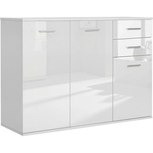 Buffet gris clair 2 tiroirs style contemporain pratique