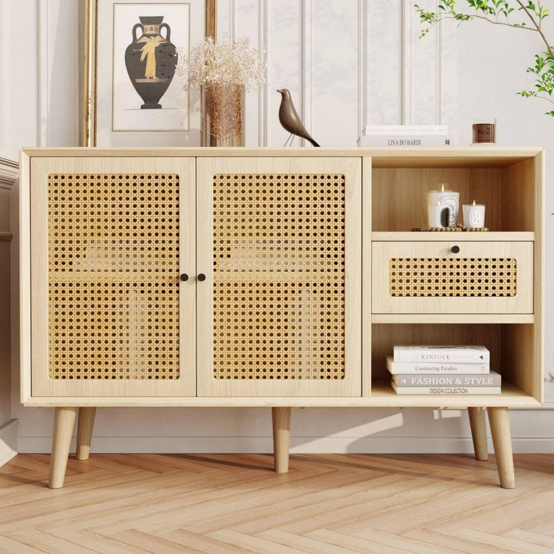 Buffet marron a 2 portes 1 tiroir, finition style industriel