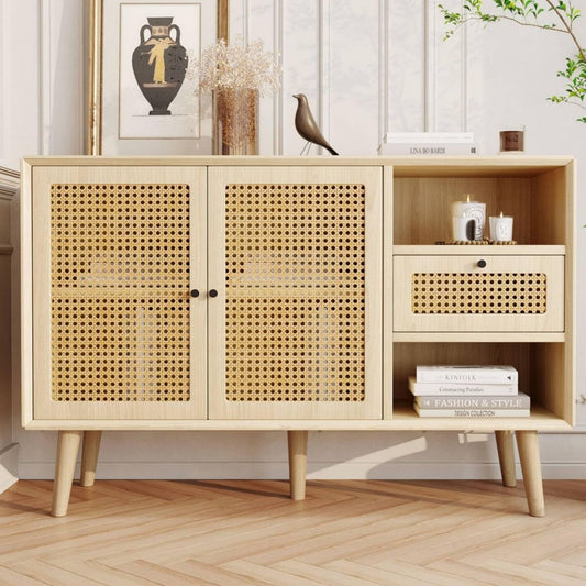Buffet marron a 2 portes 1 tiroir, finition style industriel