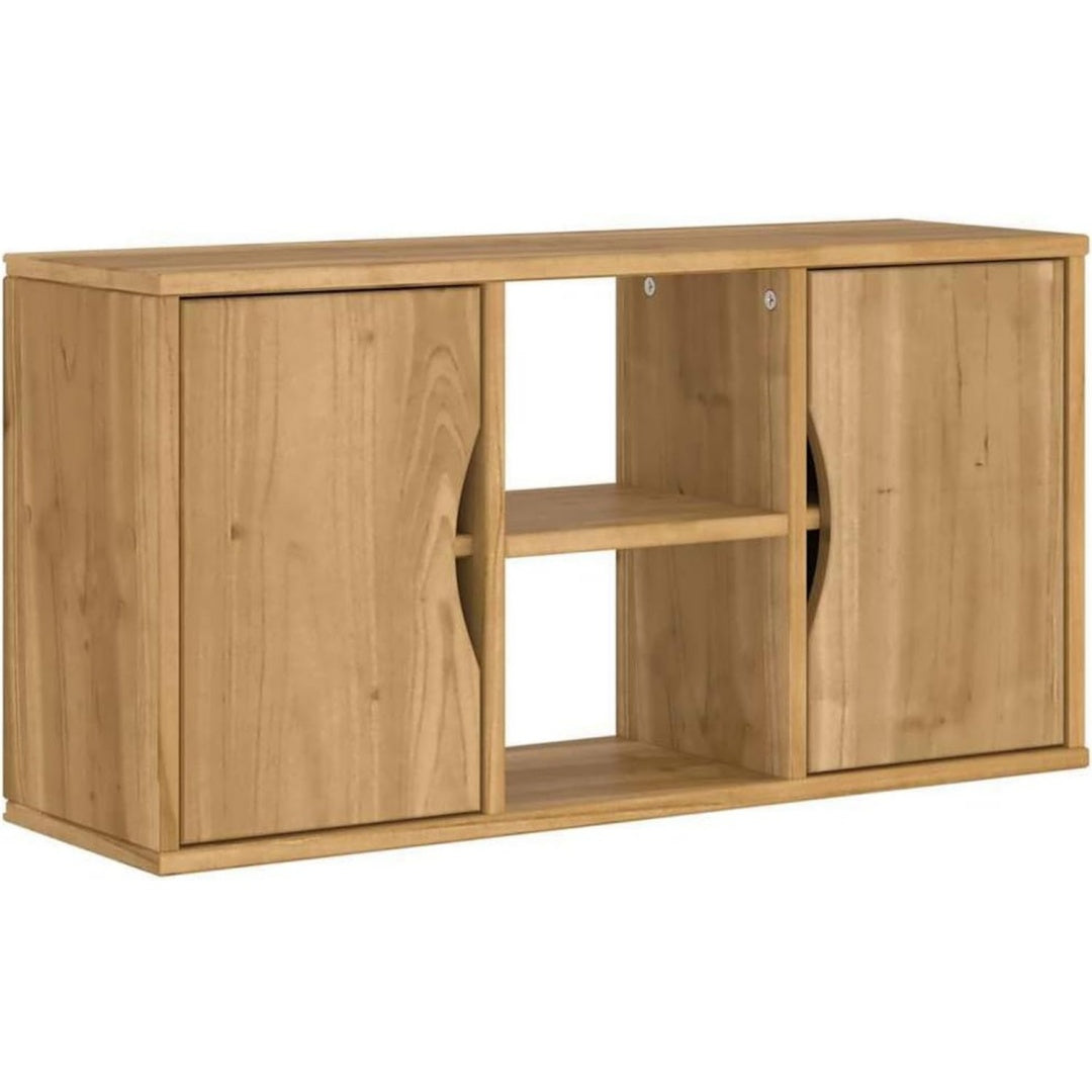 Meuble TV robuste en bois massif marron