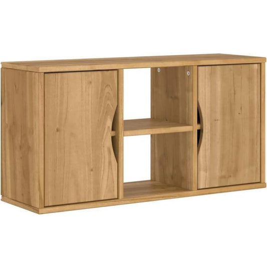 Meuble TV robuste en bois massif marron