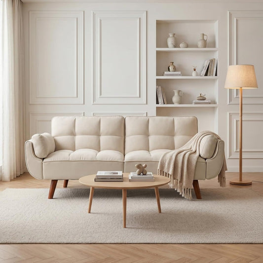 Canape convertible gris clair 190 cm, de rangement compact
